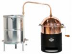 DES pálinkafőző 35 L keverővel, bilincses zárással, horganyzott, spirálcsöves 50 L-es hűtővel