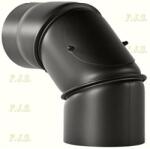 FM Füstcső Könyök Ø160/0-90° állítható Vastag falú fekete acél 2mm tisztító nyílással BERTRAMS