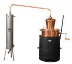 DES Pálinkafőző 80 L keverővel, billenős, bilincses zárással, inox, csőköteges 30 L-es hűtővel