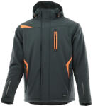 SARA Comfort Winter bélelt softshell hosszú kabát s. szürke - narancs