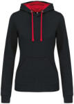 Kariban KA465 LADIES’ CONTRAST HOODED SWEATSHIRT XS (K465-BLACK/RED-XS-20)