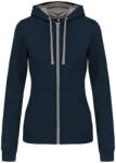 Kariban KA467 NŐI KONTRASZTOS KAPUCNIS VÉGIG CIPZÁRAS PULÓVER 2XL (K467-NAVY/FINE GREY-XXL-20)