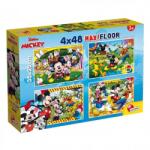 Lisciani Mickey Mouse 2 în 1 maxi puzzle 4x48 piese și carte de colorat 35x25 cm - Lisciani (86610) Puzzle