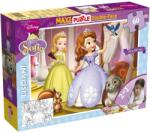 Lisciani Disney Sofia Întâi puzzle maxi 2 în 1 cu 60 de piese și planșă de colorat 70x50cm - Lisciani (46560) Puzzle