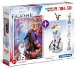 Clementoni Clementoni: Disney Frozen 2in1 104 bucăți puzzle și model Olaf (20170) Puzzle