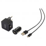 Sencor SCO 516-000BK USB töltő szett MicroUSB kábellel fekete (SCO 516-000BK) - aqua
