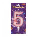 Eurowrap Óriási rózsaszín születésnapi gyertya 5. szám (GDEWLUMBIG5)