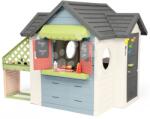 Smoby Căsuță cu restaurant și magazin cu sonerie Chef House Life Smoby extensibilă cu bucătărie exterioară și ușă mare cu vizor (SM810256-E) Casuta pentru copii