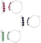  Ezüst Fülbevaló Szett - Thai Rubin & Brazil Smaragd - 3.8 Karát