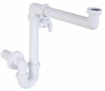 Styron Helytakarékos csőszifon, mosógép csatlakozóval, leeresztőszelep nélkül, Ø40 mm-es elfolyással