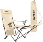 VIRTUFIT Összecsukható kemping fotel lábtartóval és hordtáskával - bézs bézs