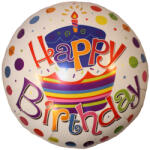 Mezőfi Team Kft Happy Birthday, fehér, pöttyös, fólia lufi, 18"/45cm, gömb