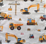  Fehér alapon sárga munkagépes - 30 x 30 cm ruhaszalvéta