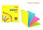 Stick'n Magic notes autoadeziv 76 x 76 mm, 100 file, Stick'n Magic Notes - 4 culori neon (HO-21571)