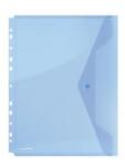 DONAU Folie protectie doc. A4, clapa laterala, inchidere cu capsa, 4/set, 200 microni, DONAU - albastru transparent (DN-8540001PL-10)