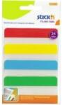 STICKN Stick index plastic transp. cu margine color 38 x 76 mm, 4 x 20 file/set, Stick"n - 4 culori neon (HO-21609)