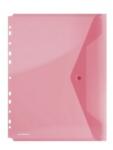 DONAU Folie protectie doc. A4, clapa laterala, inchidere cu capsa, 4/set, 200 microni, DONAU - rosu transparent (DN-8540001PL-04)