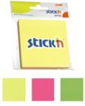 Stick'n Notes autoadeziv 76 x 76 mm, 3 x 50 file/set, Stick'n - 3 culori fosforescente (HO-21093)