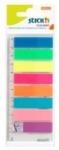 STICKN Stick index plastic transp. color 45 x 12 mm, 8 x 25 file/set rigla, Stick"n - 8 culori neon (HO-21345)