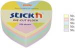 Stick'n Notes autoadeziv Die-Cut - inima, 64 x 67 mm, 250 file, Stick'n - 5 culori pastel (HO-21835)