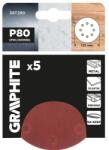 GRAPHITE 58T290 tépőzáras csiszolókorongok 125 mm P80, 5 db (58T290)