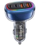 USAMS C33 autós töltő 2 USB+2 Type-C aljzat 120W, PD gyorstöltő 3.0, SÖTÉTKÉK (CC169CC01)