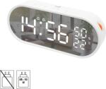 Somogyi Elektronic HOME LTC06 ébresztőóra, USB töltőkimenet, fehér kijelző, két ébresztési időpont, hőmérséklet és páratartalom mérés