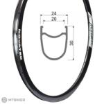 Novatec THIRTY (30) 28-os országúti felni, 28 lyukas, fényes fekete