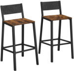 VASAGLE Bárszék 2 db magas konyhai étkező szék szögletes, rusztikus barna, fekete