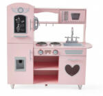  Moni Toys - Szivecskés Rózsaszín Fa Játékkonyha - Berendezéssel