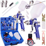 Sicopro Set Pistol de Vopsit HVLP în Valiză de Plastic cu 2 Pistoale Sicopro PL827-2000P, Furtunuri de 0, 8 mm, 1, 4 mm și 1, 7 mm (TF2-9726)