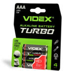 Videx TURBO LR03T AAA alkáli elem 1, 5 V, 4 db-os bliszteres kiszerelésben (VIDBAT0010)