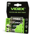 Videx LR6 AA alkáli elemek, kicsi, 1, 5 V, 4 db-os blisztercsomag (VIDBAT0075)