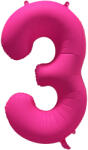 Amscan 3-as születésnapi szám fólia lufi - Neon rózsaszín 86 cm