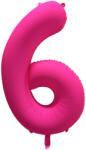 Amscan 6-os születésnapi szám fólia lufi - Neon rózsaszín 86 cm