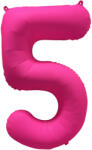 Amscan 5-ös születésnapi szám fólia lufi - Neon rózsaszín 86 cm