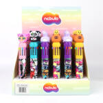Nebulo Golyóstoll 10színű, funny animals, 30 db/display Nebulo (DTG-10COL-003) - iroda-ellatas