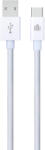 Dviced Cable USB-A to USB-C Nylon Textile 1, 25m - White (DV120008)