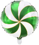 PartyDeco Balon folie de Crăciun - bomboană verde și albă 35 cm