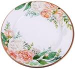  IRIS bádog tálca, kör alakú, virág mintás, metál, rosegold 33 x 1, 5 cm (081129)