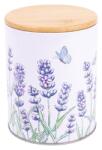 Iris bádog tartó, tetővel, levendula mintás, fehér 11 x 14 cm (081098) - bestbyte