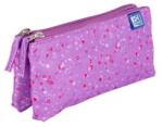 OXFORD 2 Zip Floral tolltartó, dupla tok típus, 2 cipzár, sötétlila színű (400159627)