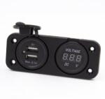 Maxspeed USB ALJZAT DUPLA VOLTMÉRŐVEL DIGITÁLIS 12/24V SZERELHETŐ (56ST2316) (56ST2316) - aqua