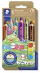 STAEDTLER Színes ceruza készlet, duo színű, hegyezővel, STAEDTLER Noris® junior 140 , 6 különböző szín (TS1402C6) - papirdepo