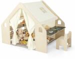  Fa Játszóház Gyerekeknek 6 az 1-ben GINGER HOME - Szék, Asztal, Krétatábla, Tároló, Napellenző és Puha Szőnyeg