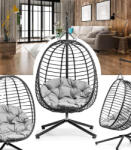  San Vito függőfotel kokon, technorattan, szürke nagy párnával