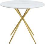 TEMPO KONDELA Étkezőasztal, fehér márvány/gold arany króm, átmérő 90 cm, MEKNER - kondela