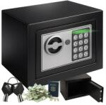 Ruhhy fekete acél elektronikus széf 23×17×17, 5 cm kóddal és vésznyitó kulccsal (00026101)