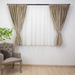Hiko Set 2 draperii scurte cu doua benzi de prindere Hiko COMFY catifea bej, cu rejansa (100006404)
