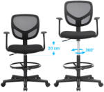 SONGMICS Ergonomikus Magas Irodai Szék Karfával és Lábtámasszal Fekete (EUZ-OBN25BKV1)